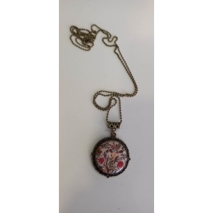 Long Floral Necklace with pink and purple flowers  ΚΟΣΜΗΜΑΤΑ